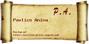 Pavlics Anina névjegykártya